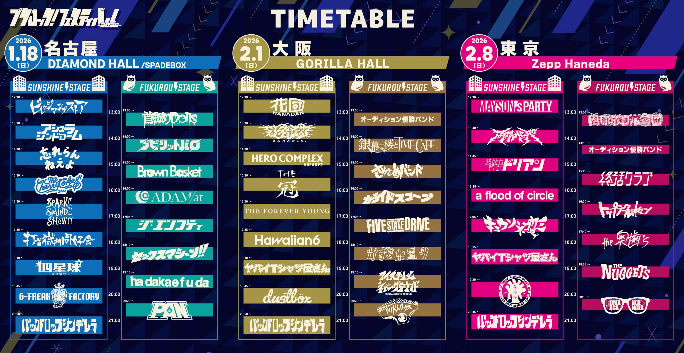 ブクロック！フェスティバル2026TIMETABLE